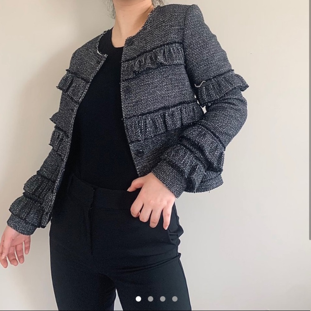 Raw Hem Ruffled Blazer